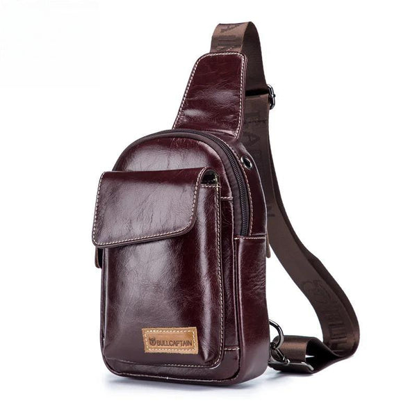 Bolso bandolera de piel de vaca para hombre, estilo informal, a la moda