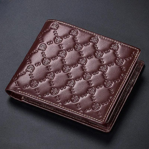 Cartera de cuero para hombre, nueva cartera con tarjetero RFID de cuero genuino para hombre