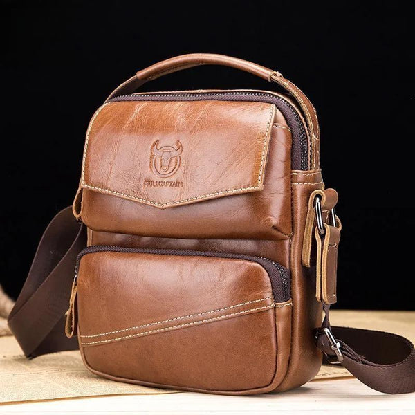 Bolso de cuero de marca para hombre, bolso de hombro informal de cuero para negocios, bolso bandolera para hombre