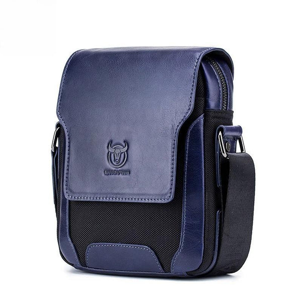 Bolso bandolera de piel auténtica para hombre, bolso bandolera informal de negocios.