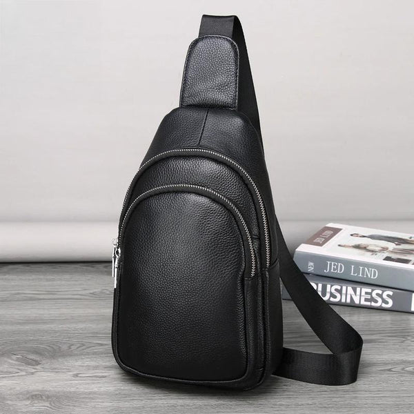 Bolso bandolera triangular informal de piel auténtica