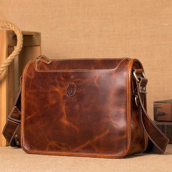 Bolso de hombro de cuero genuino CasuaLeather para hombre, bolso bandolera de negocios para hombre
