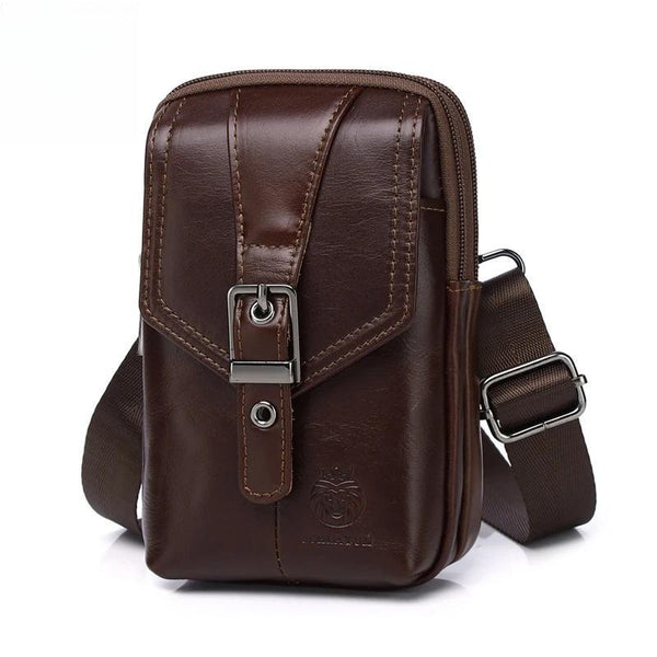 Riñonera de piel auténtica, informal, vintage, multifuncional, para viaje y teléfono móvil