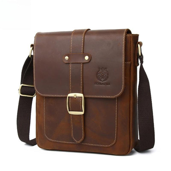 Bolso bandolera de piel auténtica con efecto cocodrilo para hombre, de alta calidad.