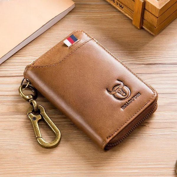 Estuche para llaves de cuero genuino para hombre, llavero multifunción de alta calidad para coche.