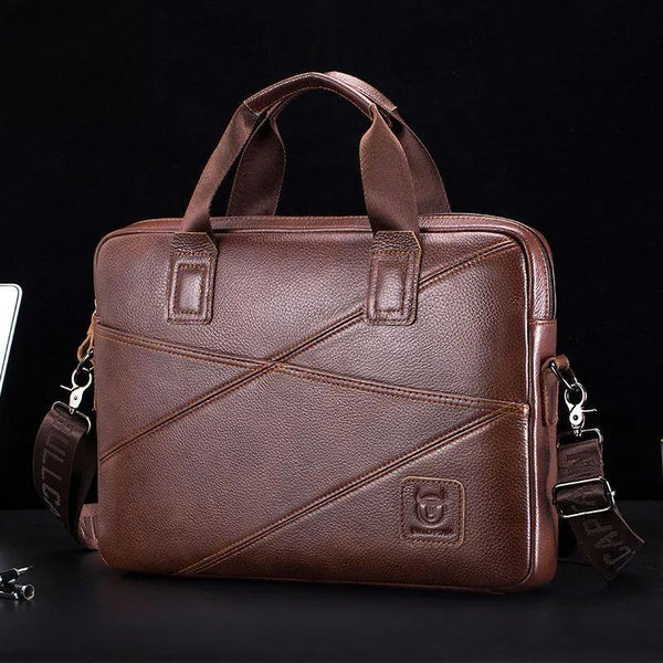 Maletín de cuero para hombre con gran capacidad, bolso de mano multifuncional, bolso de negocios