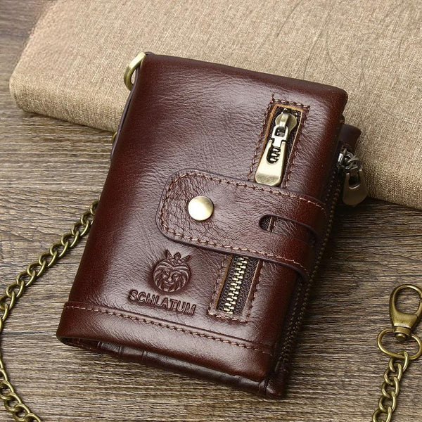 Men Leather Wallet Fashion Short Zipper RFID Purses Wallet