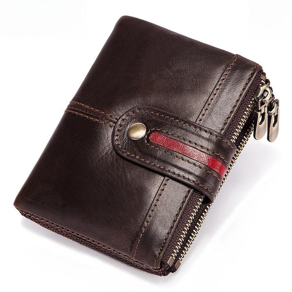 Cartera pequeña de piel auténtica para hombre, estilo inglés, tarjetero, minimonedero de alta calidad para mujer.