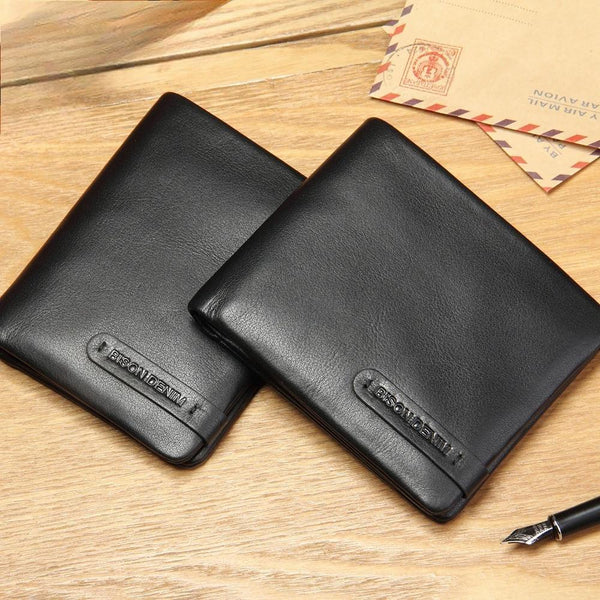 Cartera de cuero genuino para hombre, tarjetero RFID, monedero pequeño, monedero súper suave de lujo, el mejor regalo.