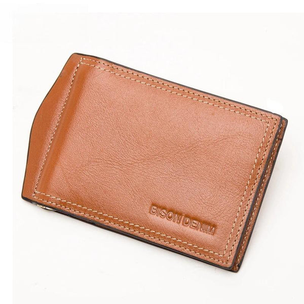 Cartera de piel de vaca vaquera para hombre, monedero con cremallera y bolsillo para monedas