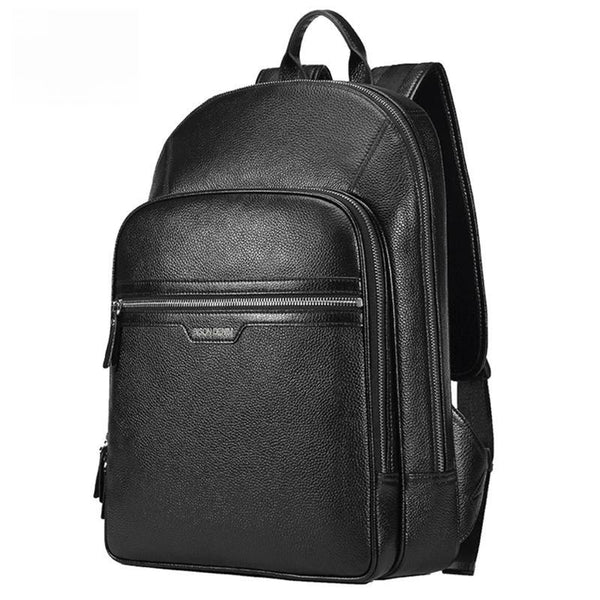 Mochila vaquera de piel auténtica para hombre y mujer, mochila para portátil de 14 pulgadas