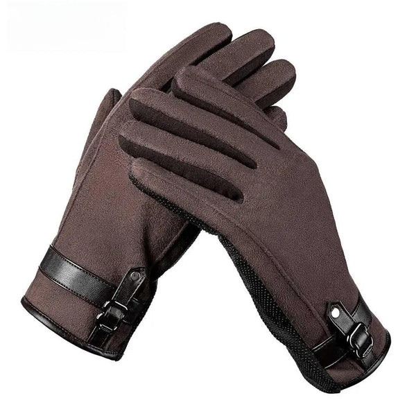 Guantes de mezclilla de moda para otoño e invierno, guantes de forro polar cálidos con pantalla táctil para hombre