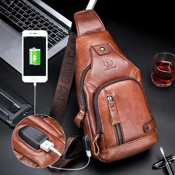 Nuevo bolso bandolera de piel de vaca para hombre, estilo informal, a la moda.