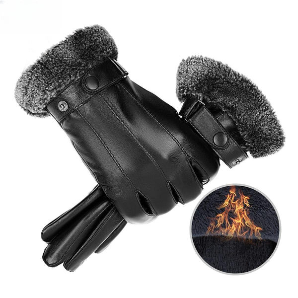 Guantes de piel de oveja auténtica DENIM para hombre, cálidos para el invierno