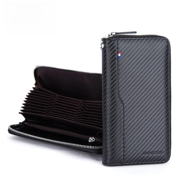 Carteras de fibra de carbono para hombre de mezclilla, estilo largo, tarjetero de alta calidad