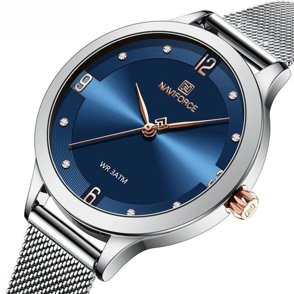 Reloj de lujo para mujer con correa de malla, elegante reloj de cuarzo para mujer