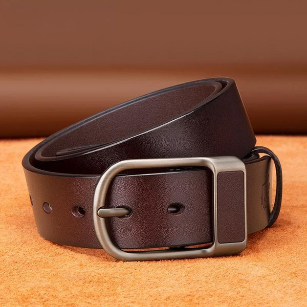 Cinturón vintage de lujo con hebilla de alfiler para hombre, de alta calidad.