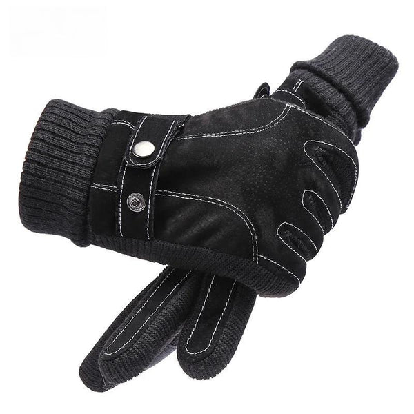 Guantes de mezclilla para hombre, gruesos, resistentes al viento, con pantalla táctil, cálidos, de invierno