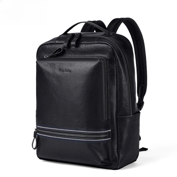 Mochila de cuero genuino para hombre, moderna, de gran capacidad, para portátil