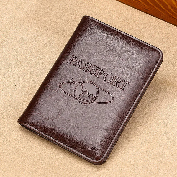 Funda para pasaporte de piel de vaca de alta calidad, tarjetero de cuero genuino