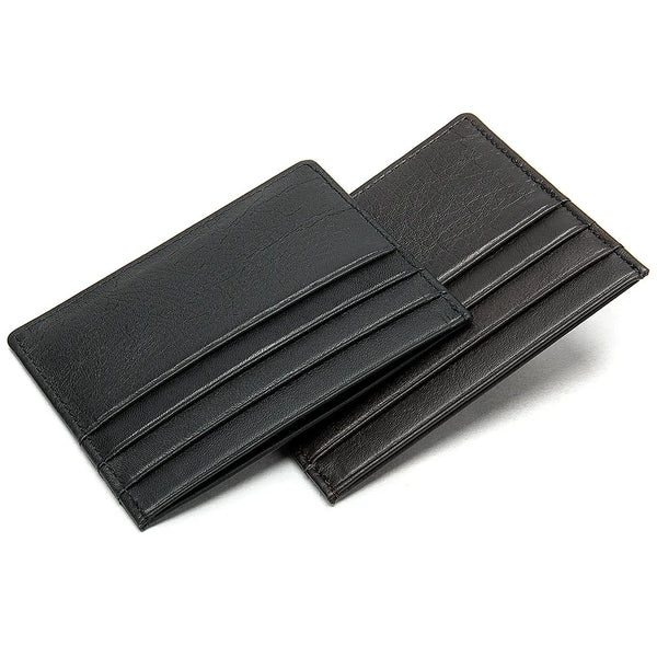 Tarjetero de piel auténtica, estilo retro, de piel de vacuno, superfino y suave.