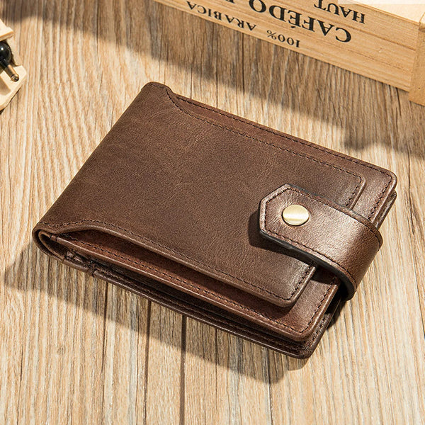 Cartera de cuero genuino para hombre, estilo vintage, de piel de vaca, tarjetero, monedero