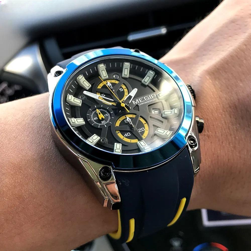 Men's Military Sport Watches Men Waterproof Fashion Blue Silicone Strap Wristwatch Man