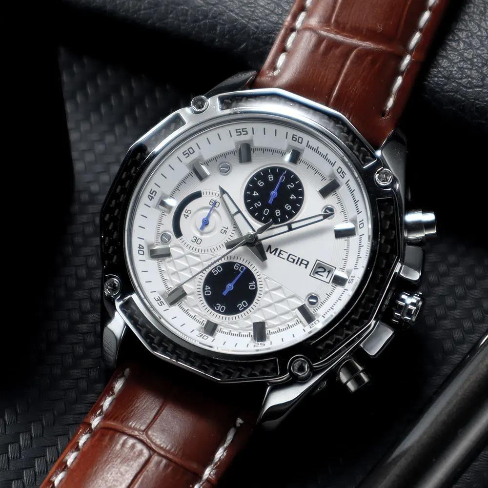 quartz male watches Genuine Leather watches racing men Students game Run Chronograph Watch