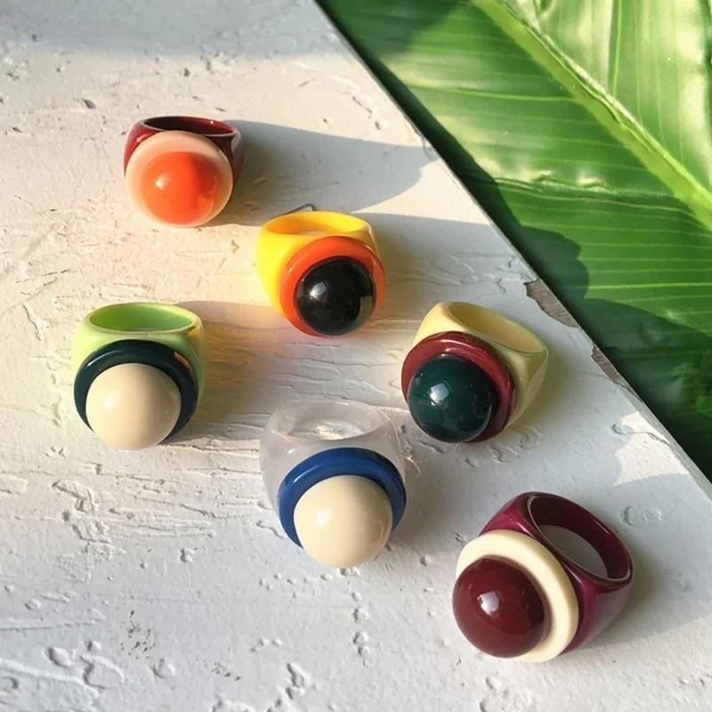 Colorful Geometric Round Acrylic Rings