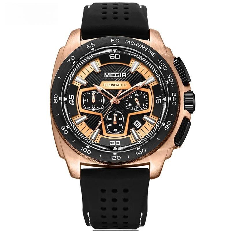 Males Mens Chronograph Sport Watches with Quartz Movement Rubber Band Luminous Wristwatch
