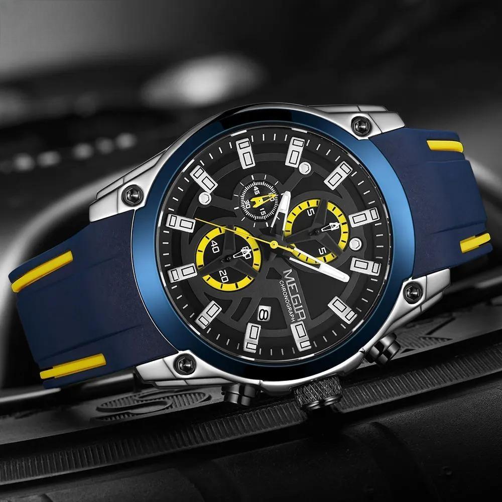 Men's Military Sport Watches Men Waterproof Fashion Blue Silicone Strap Wristwatch Man