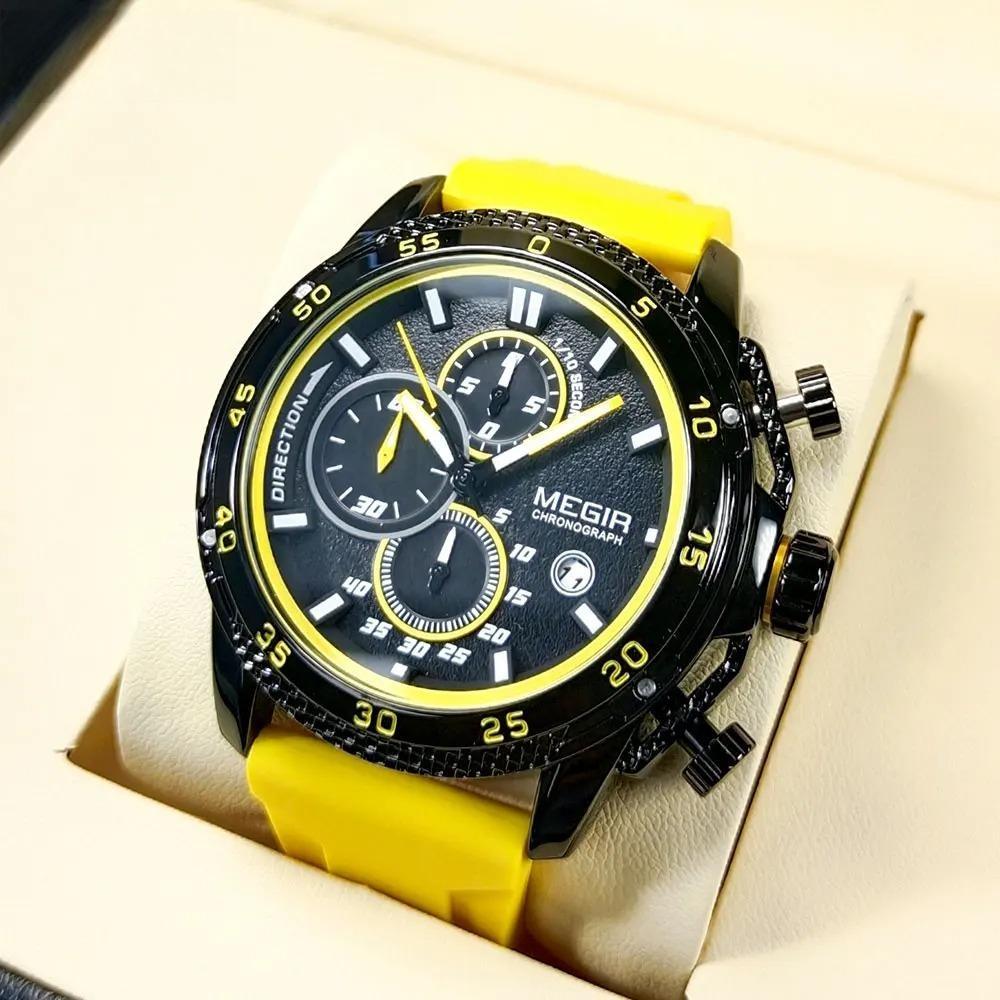 Watch for Men Fashion Silicone Strap Chronograph Quartz Wristwatches