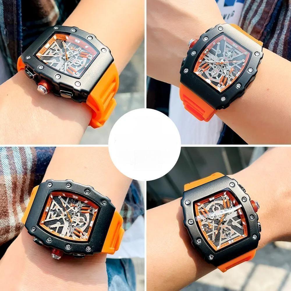 Military Sport Orange Silicone Strap Quartz Watch Men