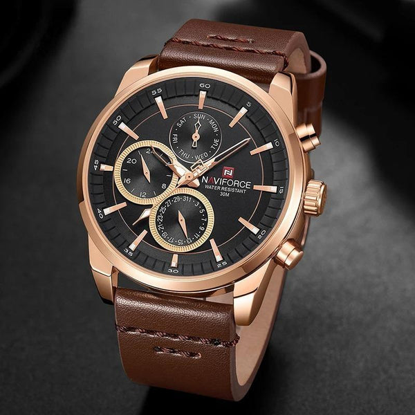 Relojes deportivos militares de cuero genuino para hombre, relojes de pulsera impermeables para hombre