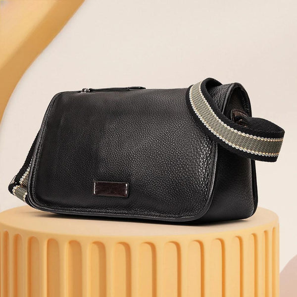 Bolso bandolera unisex informal de piel auténtica para hombre.