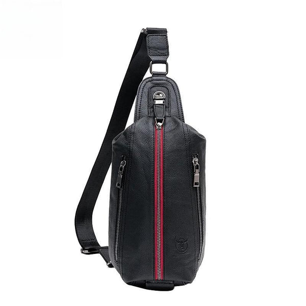 Bolso de pecho de cuero genuino para hombre, estilo casual, a la moda