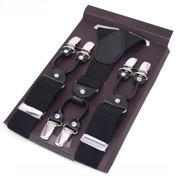 Tirantes de cuero negro para hombre, tirantes de negocios, tirantes de moda.