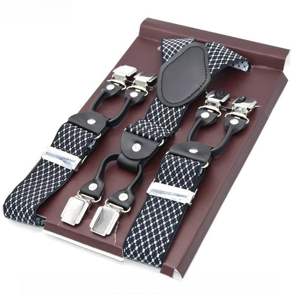 Tirantes de cuero negro para hombre, tirantes con clips, estilo vintage, estilo informal, tirantes para pantalones.