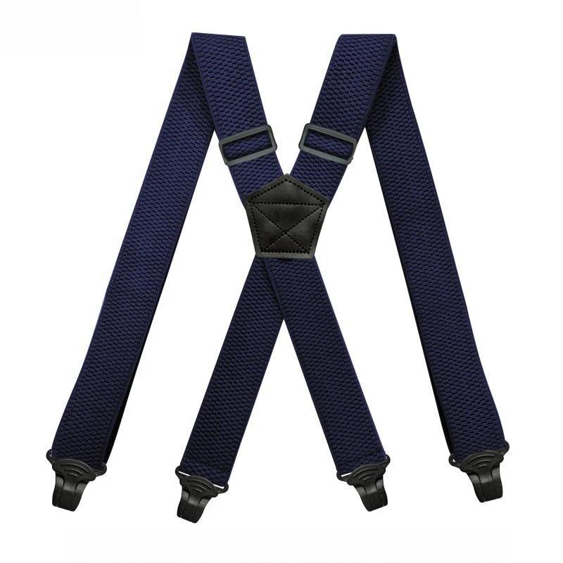 Heavy Duty Work Suspenders for Men 3.8cm Wide X-Back with 4 Plastic Gripper Clasps
