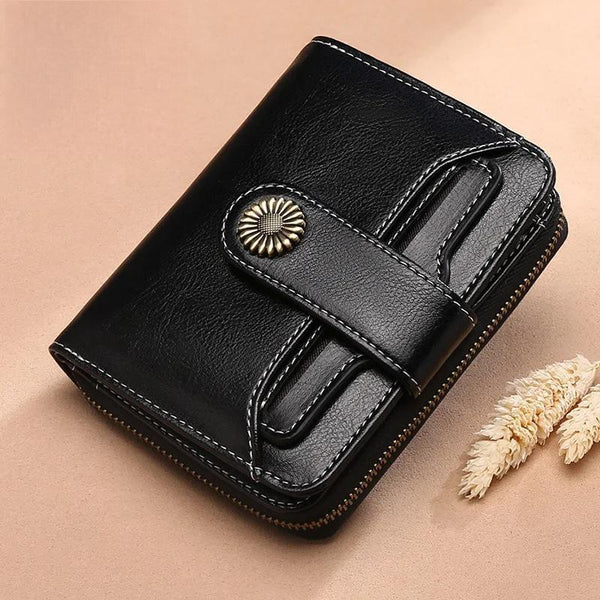 Cartera de mujer de alta calidad, de piel auténtica, con monedero y tarjetero, regalo para mujer.