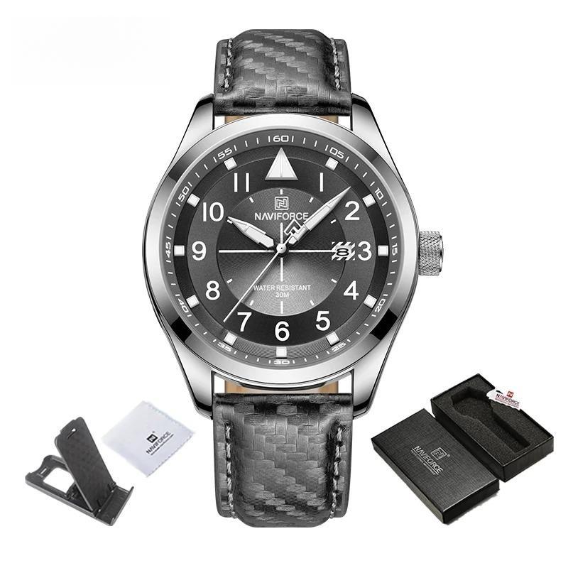 Casual Leather Strap Men Watches Fashion Analog Quartz Calendar Waterproof Wristwatch