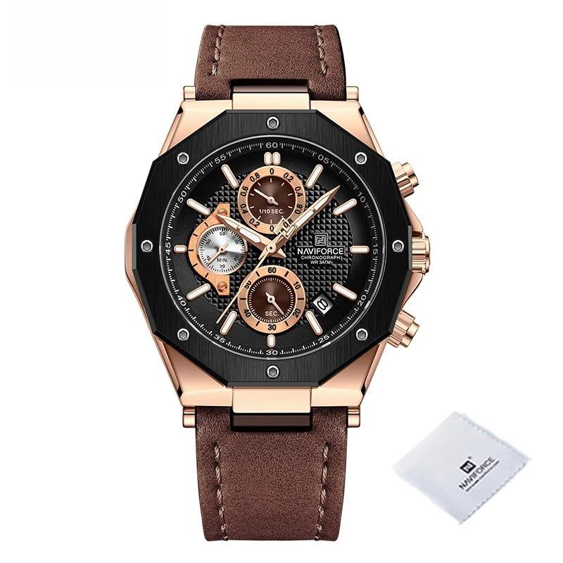Luxury Fashion Multifunction Men's Watches Genuine Leather Quartz Male Clock