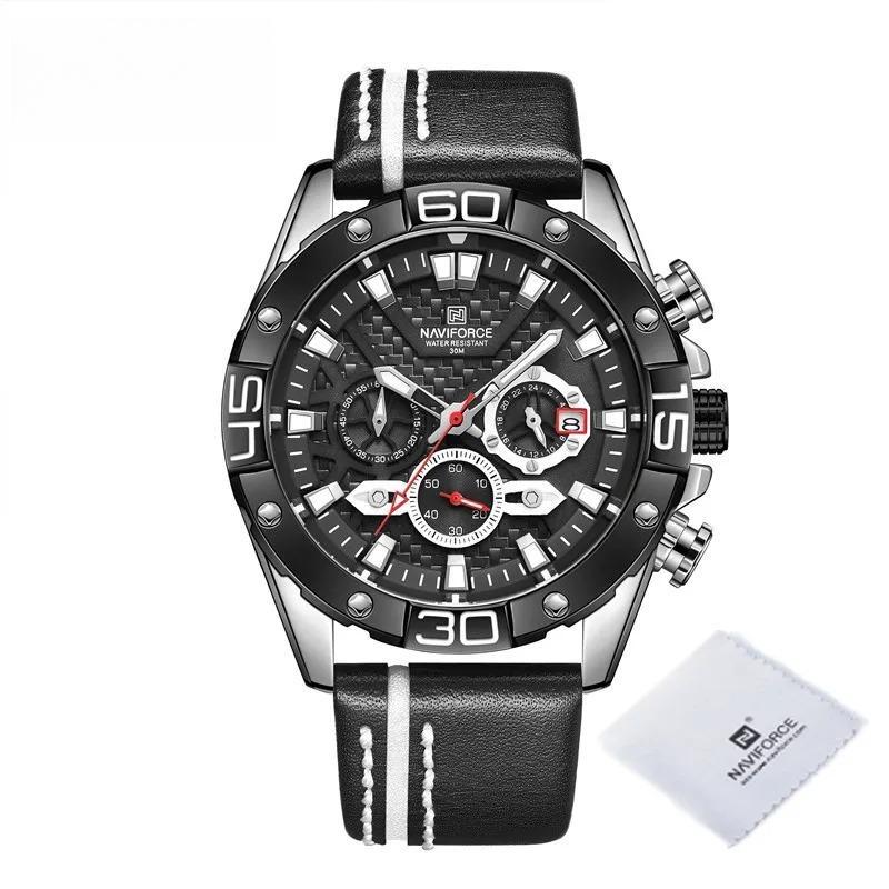 Brand Casual Genuine Leather Male Watch Luminous Sport Waterproof Chronograph Wristwatch