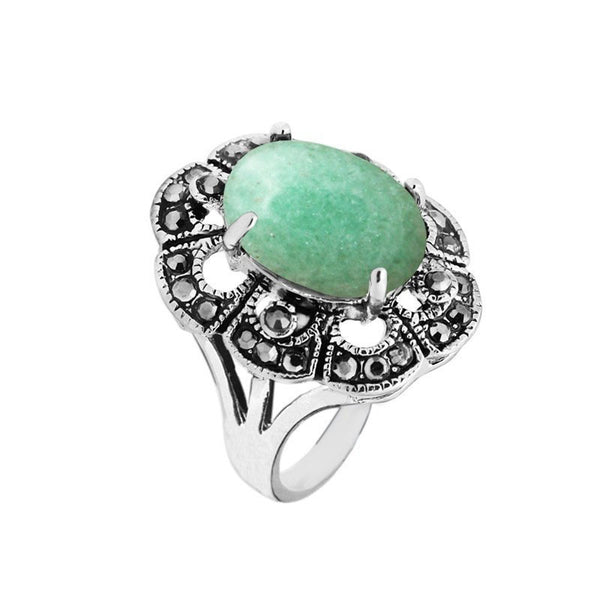 Anillos de jade natural ovalados para mujer