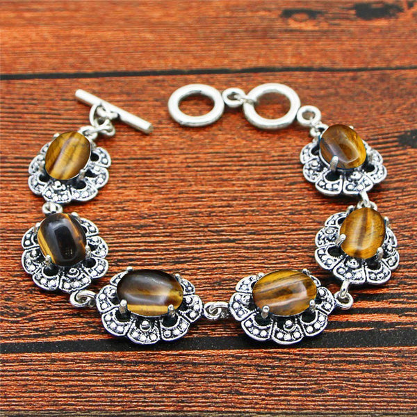 Pulsera ovalada de ojo de tigre natural