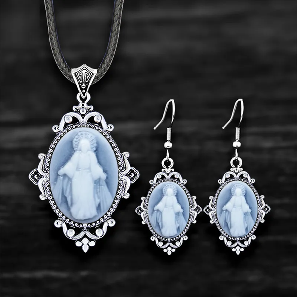 Conjuntos de joyas vintage con camafeo de Jesús para mujer