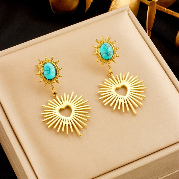 Pendientes vintage de acero inoxidable 316L con forma de corazón hueco para mujer