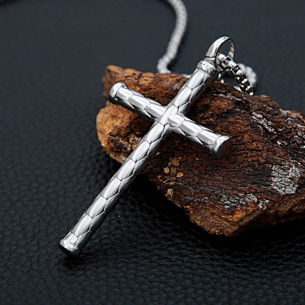 Punk Stainless Steel Cross Pendant Necklace For Men Women