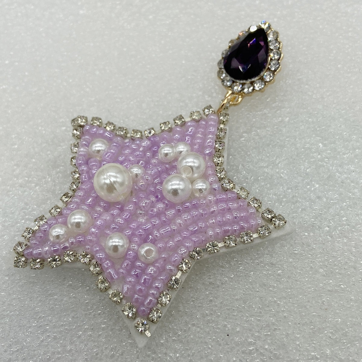 Bohemian Handmade Glass Beads Five Star Dangle Earrings for Women