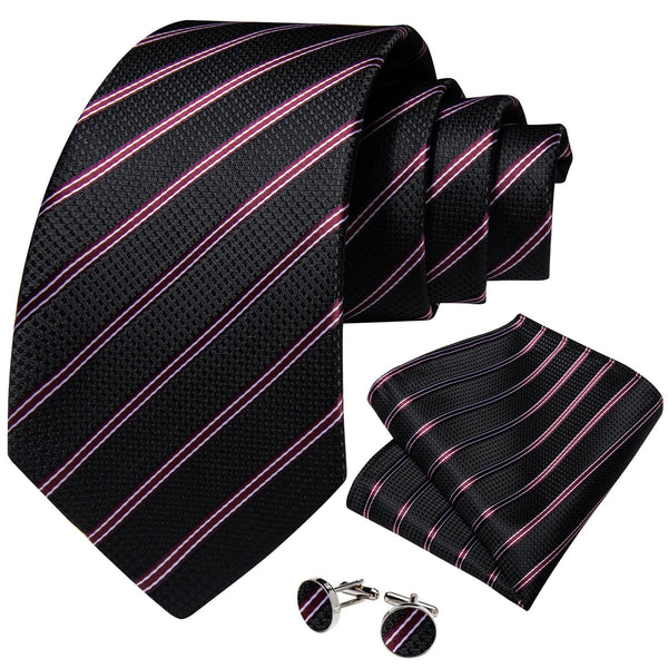 Corbatas de seda a rayas rojas y negras para hombre, de 150 cm de largo, para boda, negocios, formales.
